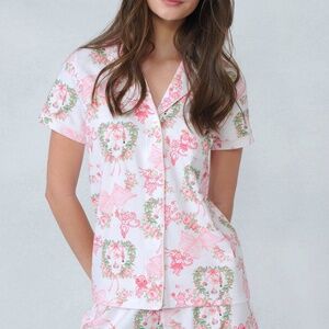 Roller Rabbit Merry Monkey Beaux Polo Pajamas Size XXS HOLIDAY PINK / XXS